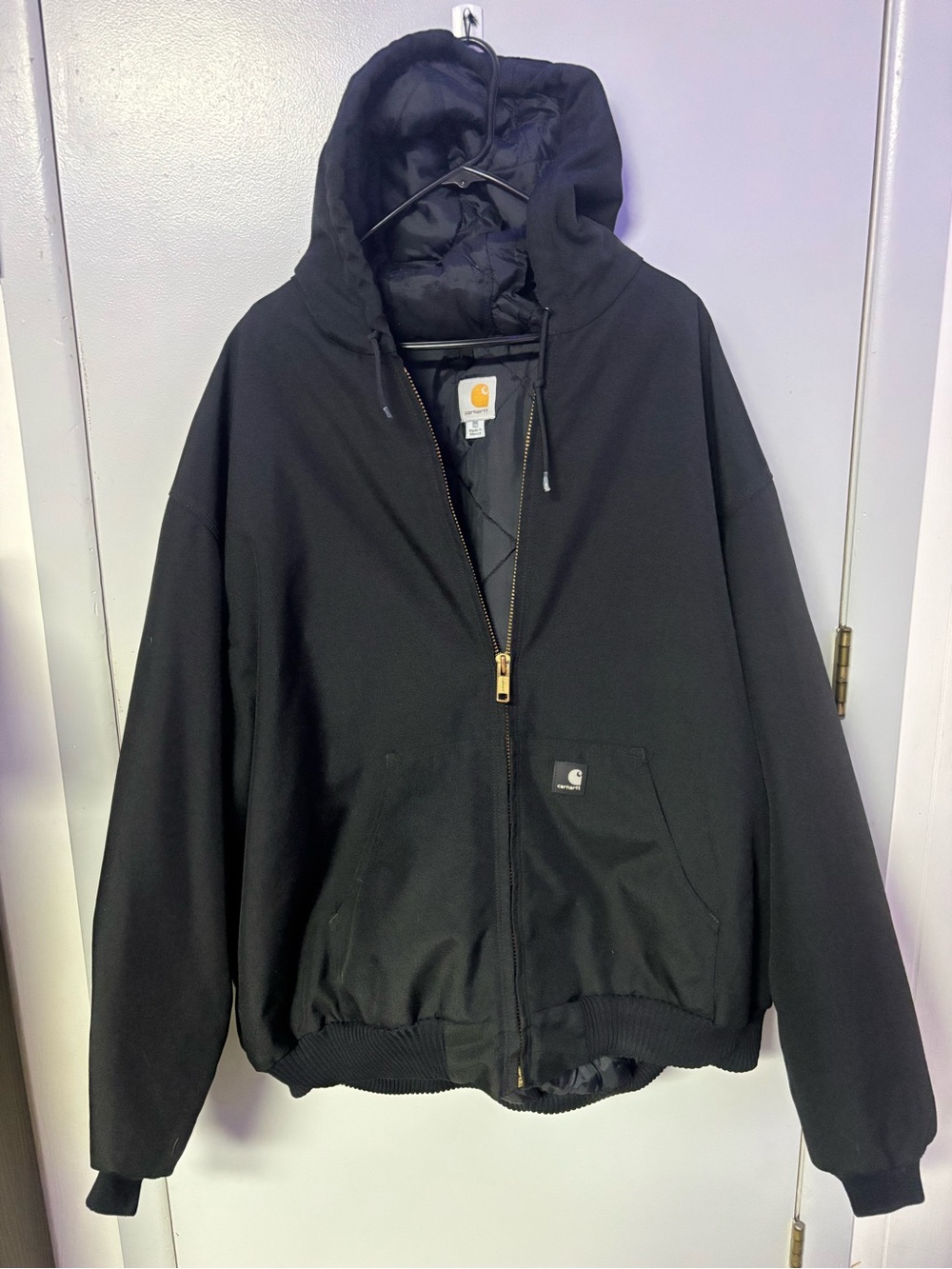 Carhartt Black Quilted Hooded Work Jacket